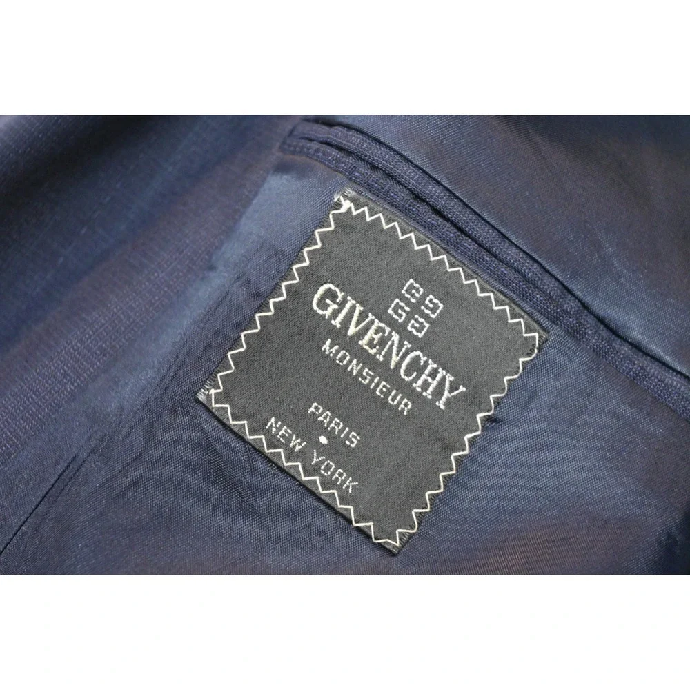 Givenchy Blazer Men Size 46L Navy Blue Shadow Stripe Two Button Formal